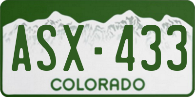 CO license plate ASX433