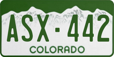 CO license plate ASX442