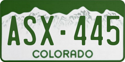 CO license plate ASX445