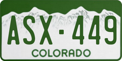 CO license plate ASX449