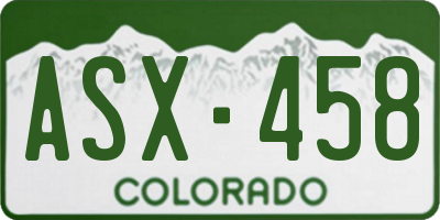 CO license plate ASX458