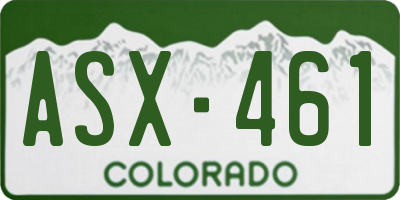 CO license plate ASX461