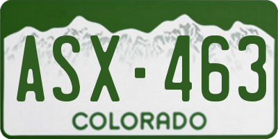 CO license plate ASX463