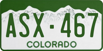 CO license plate ASX467