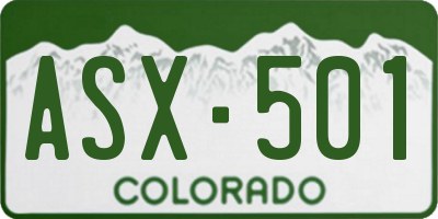 CO license plate ASX501