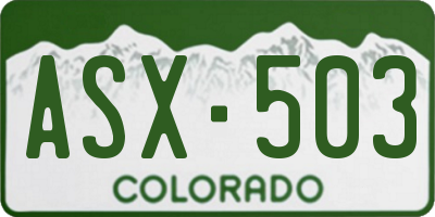 CO license plate ASX503