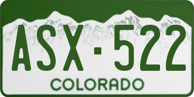 CO license plate ASX522