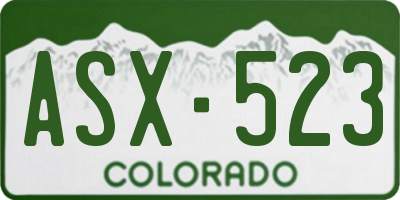 CO license plate ASX523