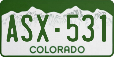 CO license plate ASX531