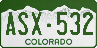 CO license plate ASX532