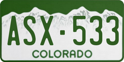 CO license plate ASX533