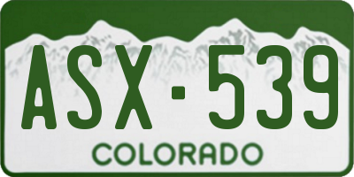 CO license plate ASX539