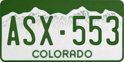 CO license plate ASX553