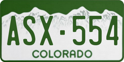 CO license plate ASX554