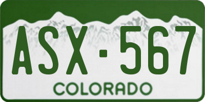 CO license plate ASX567