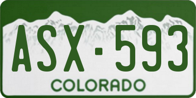 CO license plate ASX593