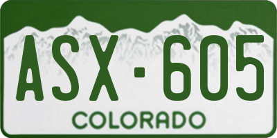 CO license plate ASX605