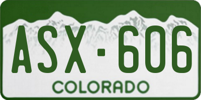 CO license plate ASX606