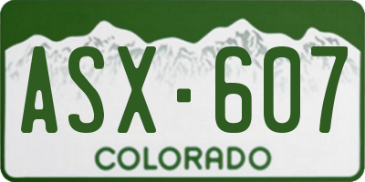 CO license plate ASX607