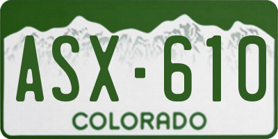 CO license plate ASX610