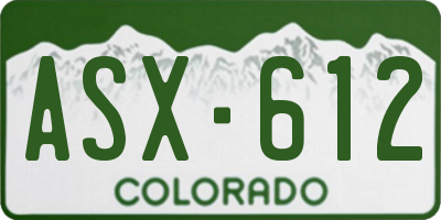 CO license plate ASX612