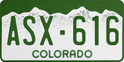 CO license plate ASX616