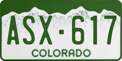 CO license plate ASX617