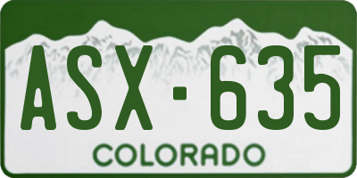 CO license plate ASX635