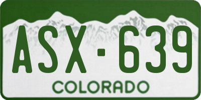 CO license plate ASX639