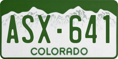 CO license plate ASX641