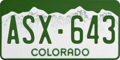 CO license plate ASX643
