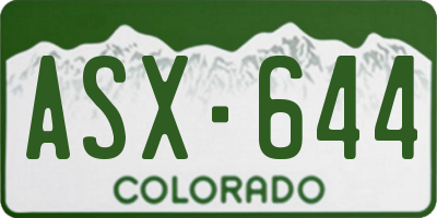 CO license plate ASX644