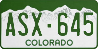 CO license plate ASX645