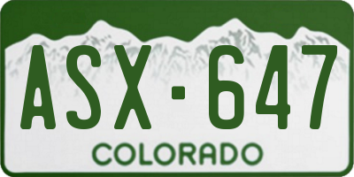 CO license plate ASX647