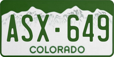 CO license plate ASX649