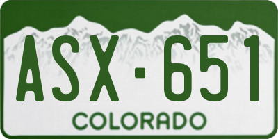 CO license plate ASX651