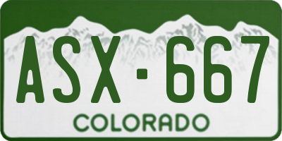 CO license plate ASX667