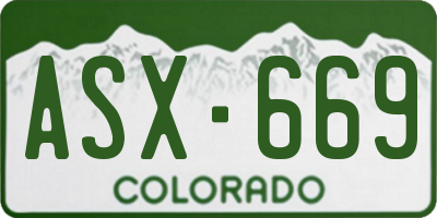 CO license plate ASX669