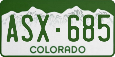 CO license plate ASX685