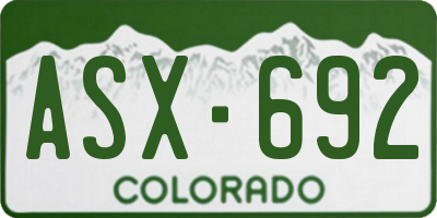 CO license plate ASX692