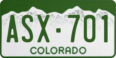 CO license plate ASX701