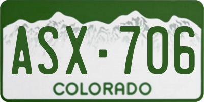 CO license plate ASX706