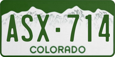 CO license plate ASX714