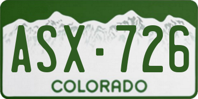 CO license plate ASX726
