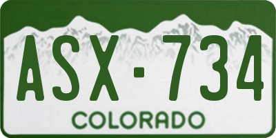 CO license plate ASX734