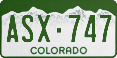 CO license plate ASX747