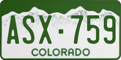 CO license plate ASX759