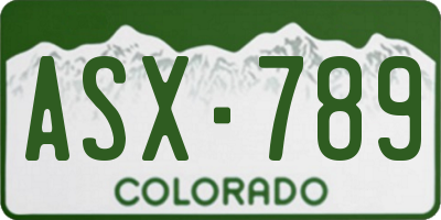 CO license plate ASX789