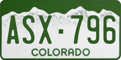 CO license plate ASX796
