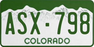 CO license plate ASX798